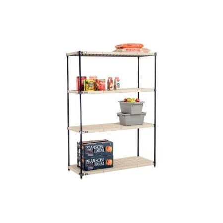 Global Equipment Nexel   , Nexelite reg  , 4 Tier, Vented Plastic Mat Shelving Unit, 54"W x 24"D x 74"H PM24547N
